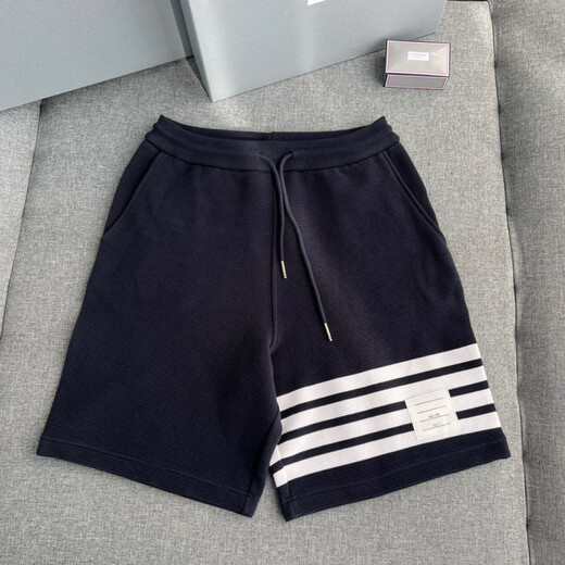 Tom Brown 2025 new summer DUFF four-bar capsule shorts for men and women, loose casual pure cotton striped five-quarter pants, navy blue, one size fits all 1