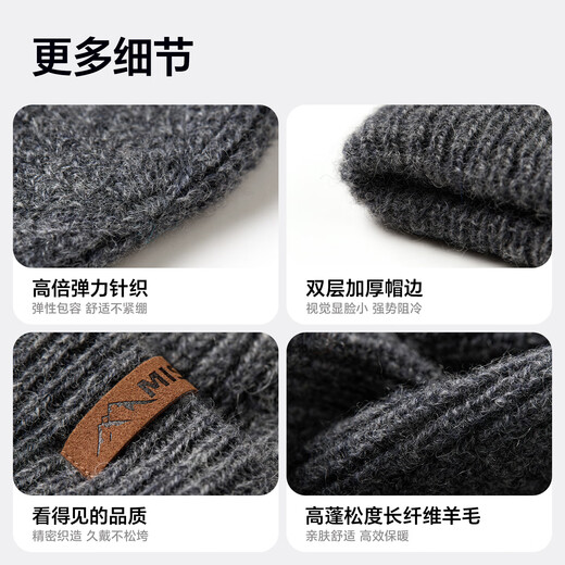 MISSION UV pure wool warm woolen hat autumn and winter thickened knitted hat cold hat winter hat outdoor ear protection cold hat men winter