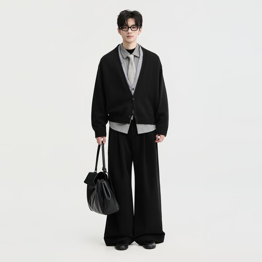 Piaget Zall Lyocell Tencel Wool 25 Autumn and Winter Deep V-neck Fake Two-piece Knitted Cardigan Men's Casual Sweater