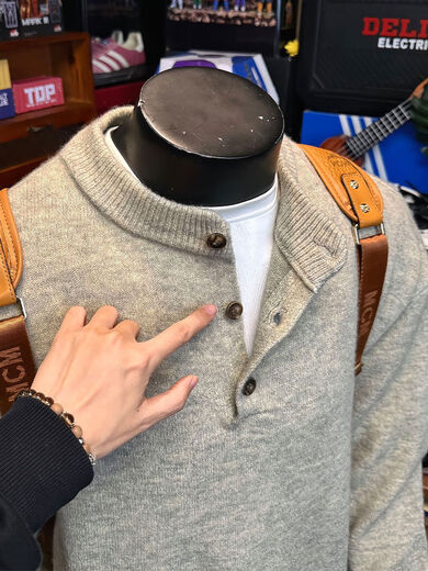 Xiaohongshu’s popular dark gray American Henry collar sweater men’s autumn and winter cleanf lazy retro retro sweater dark gray upgraded version 90 choices M M105-120Jin Jin is equal to 0.5 kg