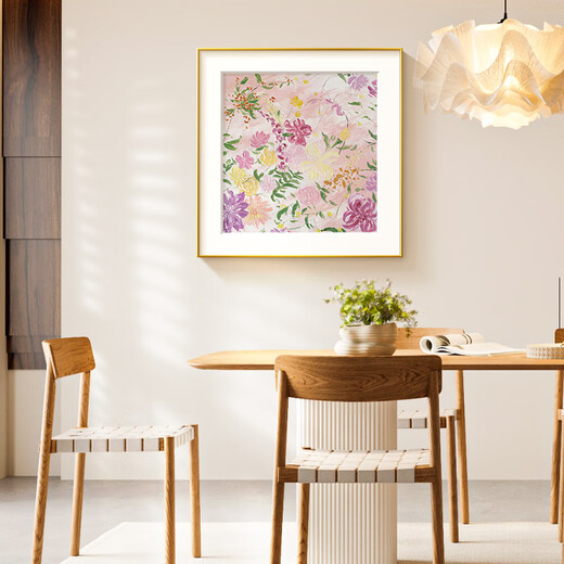Long time no see Gao Jing cream style living room decoration painting abstract fresh floral sofa background wall artistic porch hanging painting