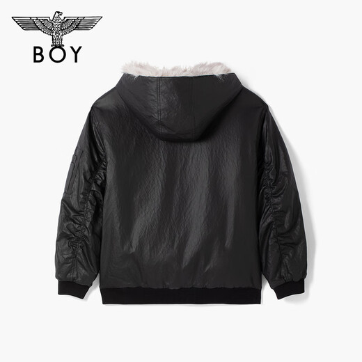 BOY LONDON Galaxy Wilderness Winter Hooded Jacket Trendy Brand Fashion Warm PU Leather Jacket Same Style for Men and Women N23907 Black M