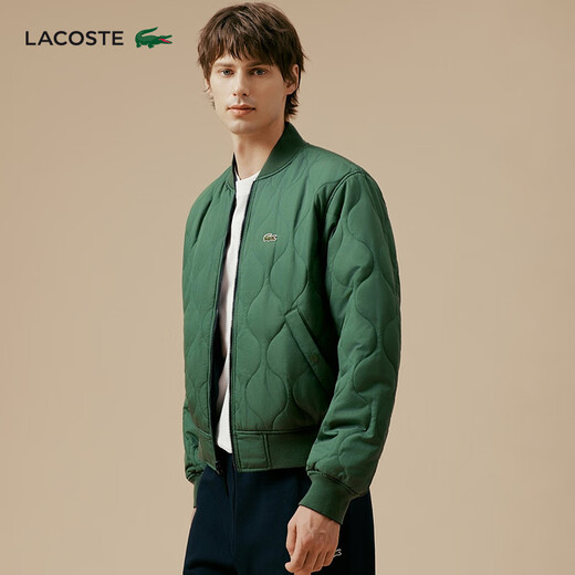 LACOSTE French crocodile men's fashionable lightweight outdoor double-sided short cotton jacket | BH5953 MI7/Navy Blue/Green M 175 50