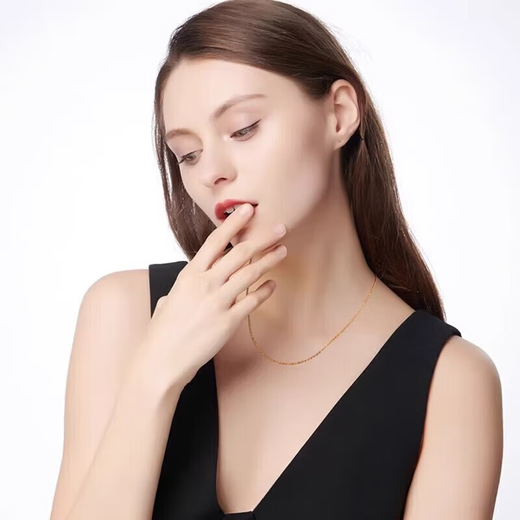 Yue Bu Lao Phoenix 999 gold pure gold necklace full of stars 24k female clavicle chain imitation gold color classic versatile Valentine's Day 2.81g