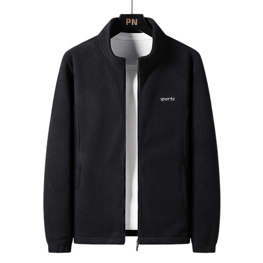 Fengxiao lamb velvet jacket winter new style for middle-aged and elderly men stand-up collar fashion versatile top fashion casual versatile jacket black regular style 2XL (recommended 130-145 Jin Jin equals 0.5 kg)