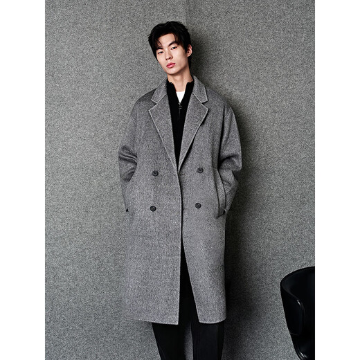 GXG Men's Classic H-shaped alpaca mulberry silk mid-length coat jacket 25 years new winter gray L (size is too large)