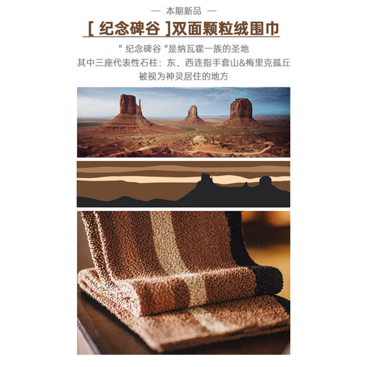 MADEN workwear retro double-sided grain velvet scarf Navajo striped plush soft waxy warm scarf for men and women autumn and winter coffee color