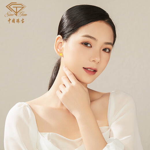 Chinese jewelry crushed ice sugar cube gold earrings 999 pure gold earrings as a birthday gift for my girlfriend