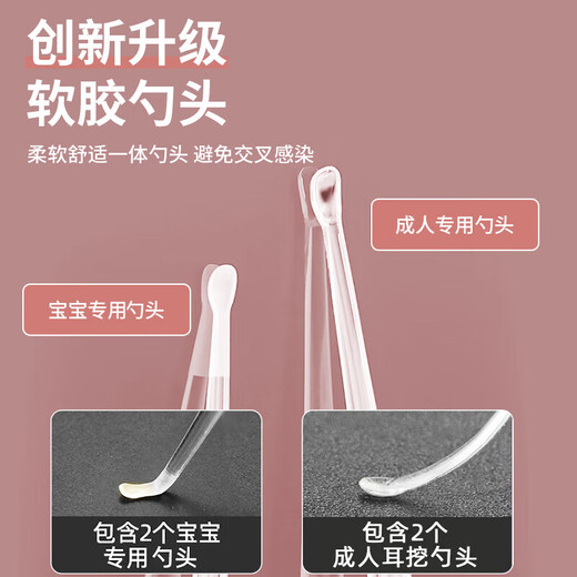 Baoshi Baby Ear Spoon USB Cargo de doble luz Fuente de luz para niños Tweezers Narizas 8X Aumento de 3 piezas - Blanco