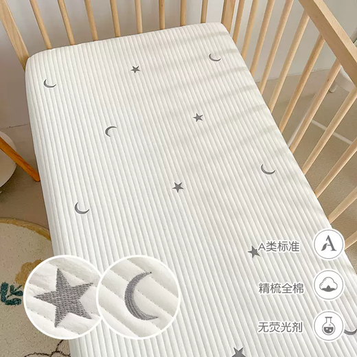 Yusenyi crib fitted sheet pure cotton baby sheet a type kindergarten bedding newborn children splicing bed quilted bear head gray 120x200cm fitted sheet
