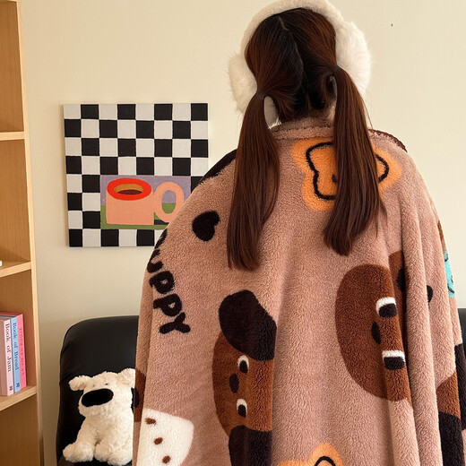 Enxing small blanket quilt leg cover thin nap blanket air conditioning office nap blanket flannel sofa blanket student blanket bear party thick fluffy double-sided cloud velvet 200 230cm/double blanket sofa blanket bed blanket