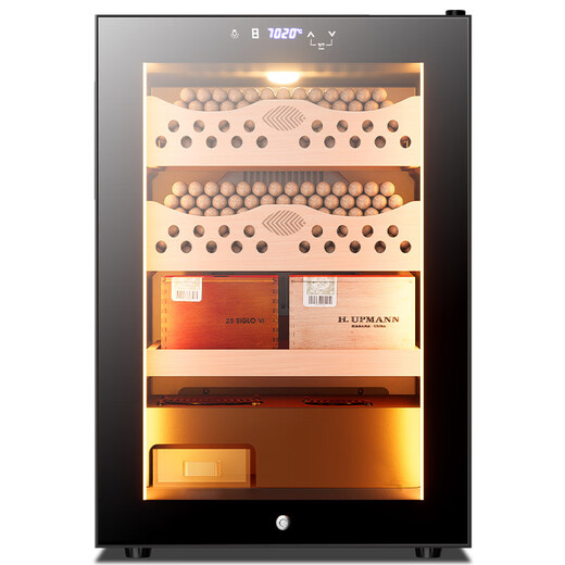 He Jiagong 50C1 intelligent temperature control and humidity control cigar cabinet cedar wood mini small home embedded wine cabinet 50C temperature control and humidity control full cigar style black