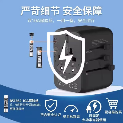 Philips (PHILIPS) travel conversion plug, study abroad socket converter, laptop USB fast charging 140W gallium nitride, global use, European standard, US, Australia, UK standard, Hong Kong, Japan and South Korea