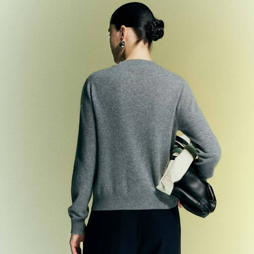 PALUOPO RED series red label shopping mall same style 25 autumn and winter new pure cashmere sweater women's pullover sweater 25A1T1012Y medium gray M (100)