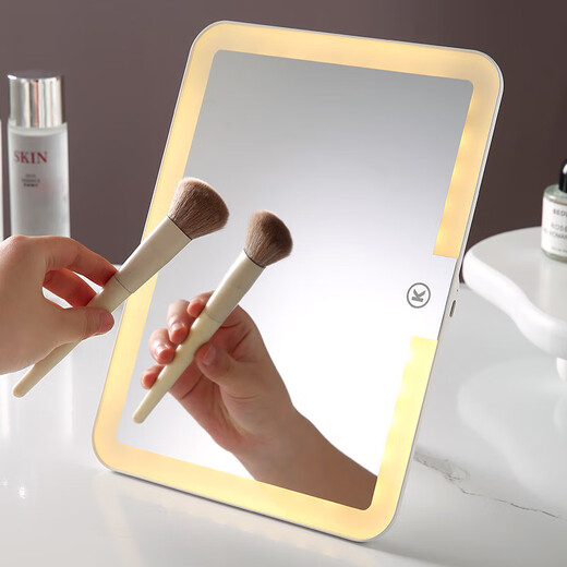 LED light makeup mirror extra large screen student dormitory desktop home desktop folding extra large LED light mirror dormitory gift for girls 10.5 inch extra large mirror 600 mAh