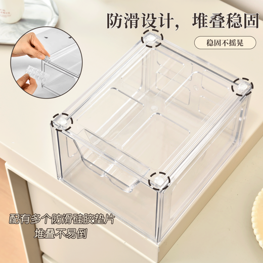 Cosmetic storage box drawer-type acrylic transparent box jewelry stationery medicine desktop storage box thickened large 1 piece - thickened PET material capacity 4.9L