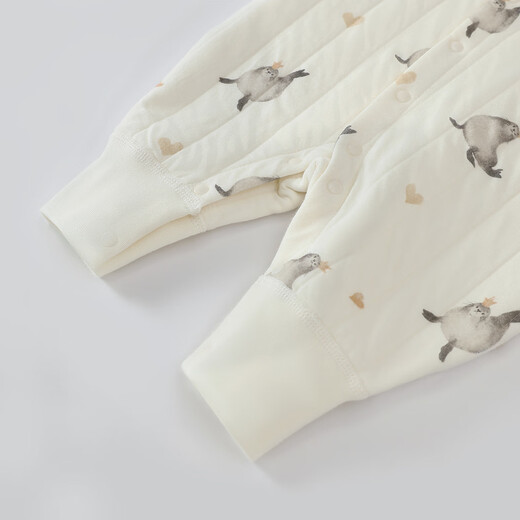 Bali Piggy Baby Clothes Autumn and Winter Harness Newborn Silk Thickened Warm Autumn Small Month-old Climbing Clothing Baby Jumpsuit Cute Leopard Strike 73cm