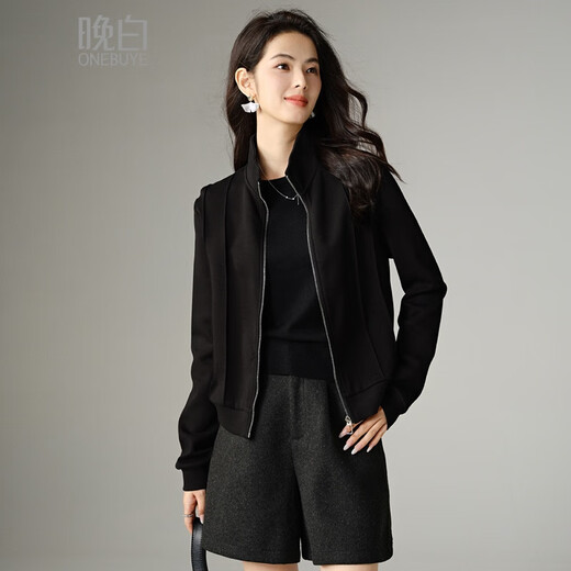 Late White New Product 2025 Autumn Style This Year's Popular Style Turtleneck Top Versatile Fashion Jacket Quality Jacket Women Black L