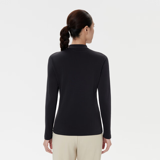 KOLON SPORT/Kolon outdoor casual clothing women's windproof, antibacterial and antistatic brushed half-zip long-sleeved T-shirt LKZT5WN082-BK black M 165/88A