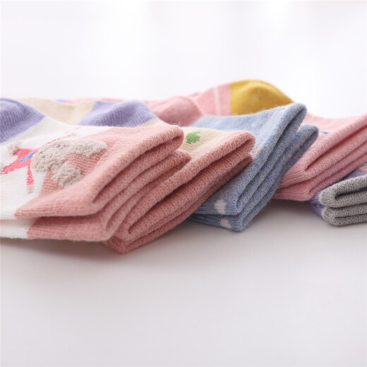 Niuniu Mengbao 5 pairs of children's socks for men and women cotton 1 spring and autumn 3 medium tube 4 baby 5 children's socks 10 years old Dancing Rabbit (5 pairs) 1-3 years old (suitable for shoe sizes 18-23)