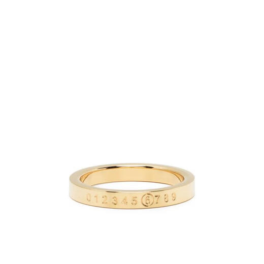 MM6 Maison Margiela women's ring, simple, fashionable and personalized, exquisite brass polishing, digital engraved signature number, yellow 3