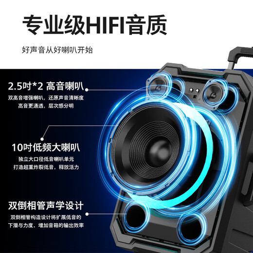 Philips outdoor stage high-power square dance audio mobile portable trolley commercial conference speaker wireless Bluetooth high volume karaoke amplification with dual microphones SD617T 10-inch bass + dual microphones