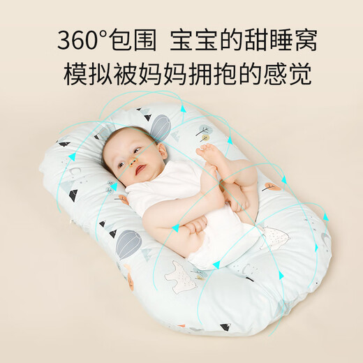 Tile bed-in-bed crib for newborn baby to sleep, prevent startle and vomiting, uterus bionic bed, sleeping safety artifact, Class A quality - cool fabric - star (0-12 months) removable and washable