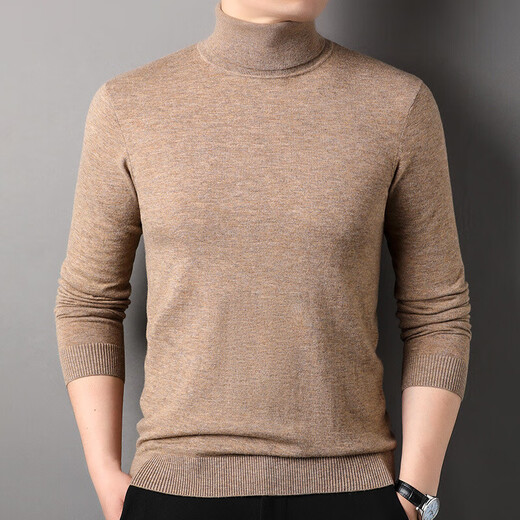 100% pure wool sweater men's turtleneck sweater new Puyuan sweater versatile warm knitted bottoming shirt military green M 170/88A
