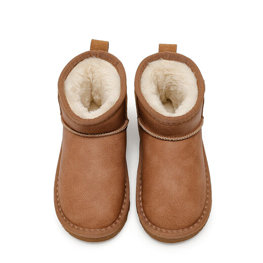 Pull back children's snow boots new winter girls' shoes plus velvet to keep warm boys' cotton shoes WBNJS2584 camel 37
