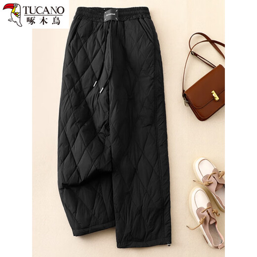 Woodpecker Exports Single Thick Down Down Cotton Pants Women's Winter Outerwear Winter Outerwear Warm Harem Pants Diamond Pants Apricot XL 130-145Jin Jin equals 0.5kg