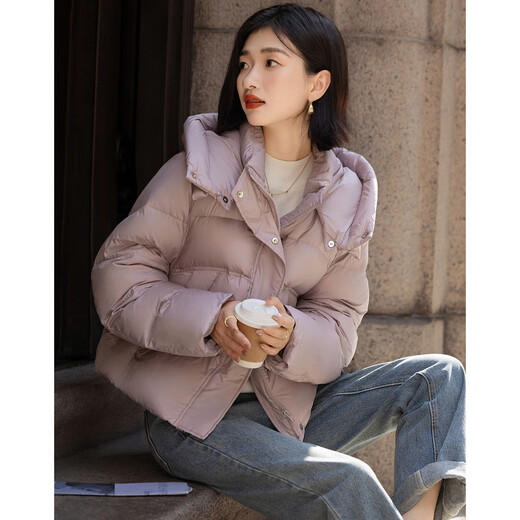 Demana Light to warm winter non-pressing 90 duck down hooded three-layer craft elastic hooded women's down jacket