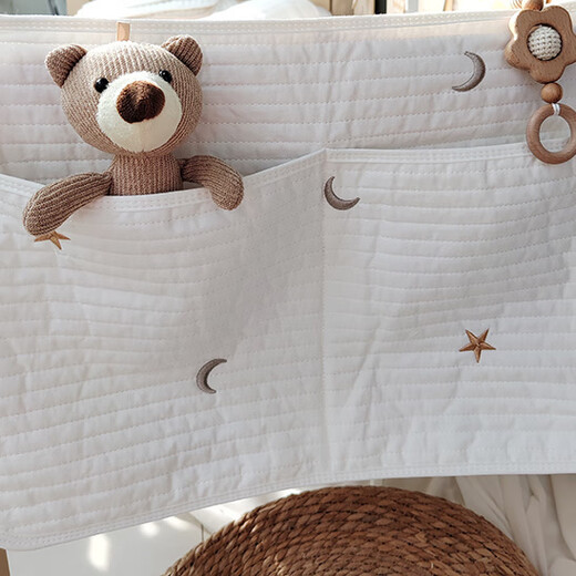 Storage hanging bag diaper diaper newborn clothing toy storage bag baby bedside storage hanging bag bag Huang Xingyue double pocket hanging bag 50*35cm