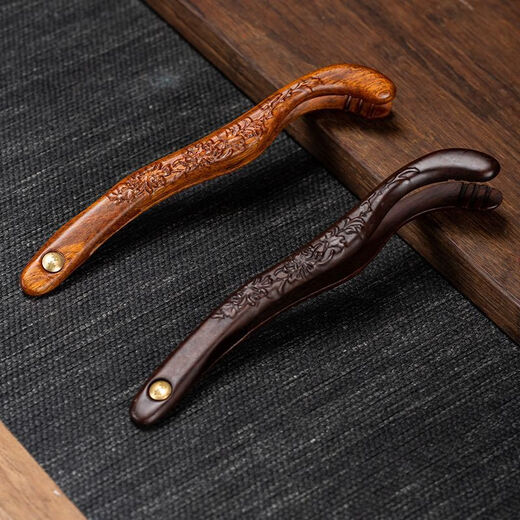 Meikejie ebony solid wood carved non-slip tea clip tea cup clip tea tweezers anti-scalding cup washing clip Kung Fu tea set accessories solid wood solid wood carved non-slip anti-scalding tea clip (rosewood)