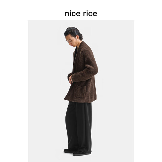Nice rice 25 winter new sheep wool blended loose wool woolen cardigan NHD05014 brown L