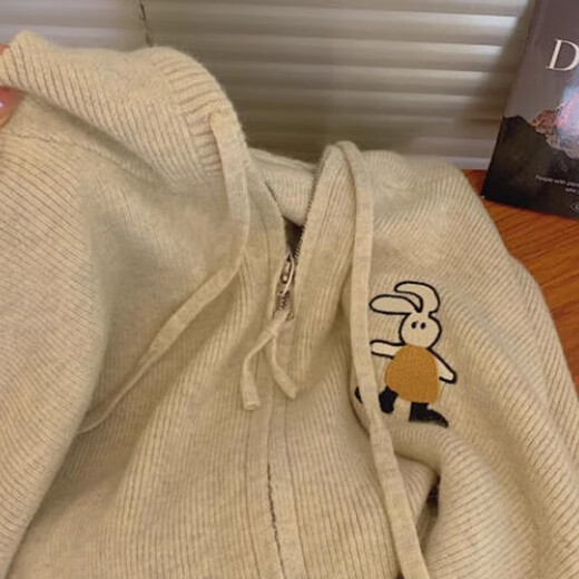 Suéter de cárdigan con capucha para mujeres 2025 Nuevo suéter gris suelto y otoño de la cremallera pequeña de la cremallera de la cremallera 1476 Khaki S [recomendado 80 Jin [Jin iguala 0.5 kg] -95 Jin [Jin iguala 0.5 kg]]]