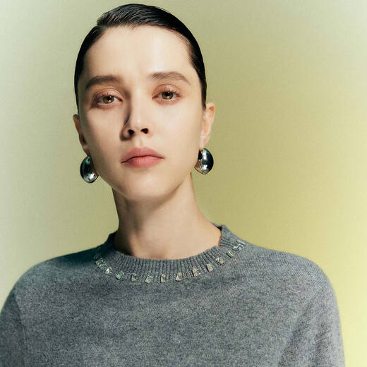 PALUOPO RED series red label shopping mall same style 25 autumn and winter new pure cashmere sweater women's pullover sweater 25A1T1012Y medium gray M (100)