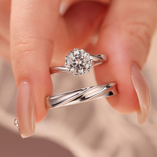 MZMZ Platinum Couple Ring PT950 Platinum Pair of Diamond Rings Wedding, Valentine's Day, Birthday Gift for Girlfriend, Wife, Light Luxury Style - Living Pair of Rings, Local Warehouse for Next Day Delivery