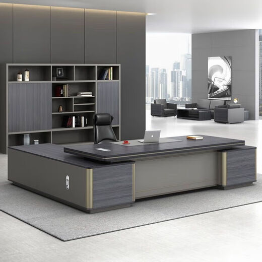 Simple modern boss office desk and chair combination, light luxury and atmosphere, chairman and president's office furniture, manager desk, executive desk, 1.8 meters single cabinet