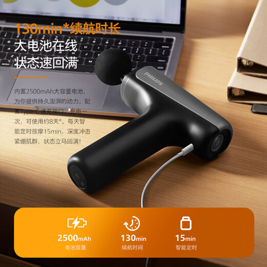 Philips Fascial Gun Full Body Muscle Massager Portable Professional Grade Shoulder, Neck, Waist and Leg Fascial Gun Home Fitness Relaxation Practical New Year’s Day Gift for Boyfriend and Girlfriend on Birthday Upgraded Dual Mode Large Thrust-3204G