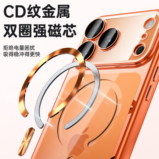 Shuoyan comes with dust-proof plug, suitable for Apple 17promax mobile phone case, new frosted transparent silicone soft-edge lens protection, anti-fall, light and thin heat dissipation, advanced case for men and women, Xingyu Orange, integrated button-comes with lens film iPhone 17 Pro Max