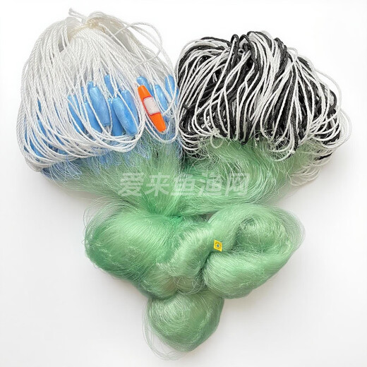 Ship brand imported silk fish net sticky net three-layer sinking net big fish fishing net weighted rope bag pendant wire mesh flowing water net flowing water net 1.5 meters high 100 meters long 5 fingers 0.16 ship brand soft silk three-layer sinking net