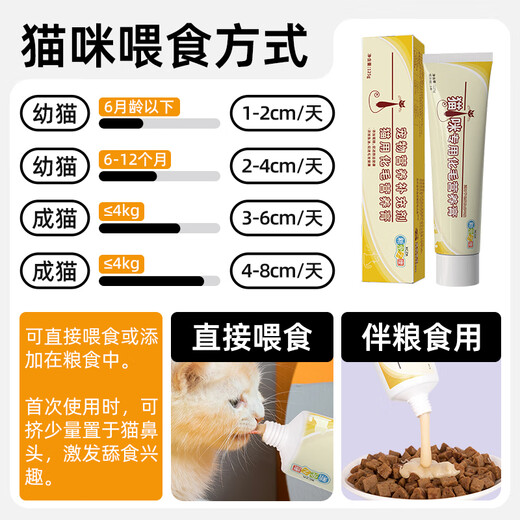 XinChongZhiKang Cat Hair Cream 125g Pet Hair Ball for Young and Adult Cats to Expel Hair and Regulate Gastrointestinal Nutritional Supplement