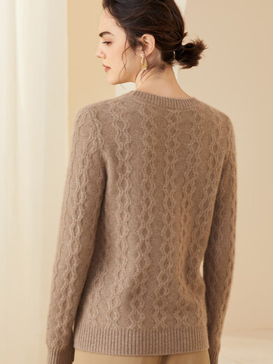 SENLIYA International Light Luxury High-end Cashmere Sweater 100 Pure Cashmere Sweater Women's Round Neck Thick Loose Solid Color Cable Sweater Needle Grapefruit Red S Collect and purchase to get a gift