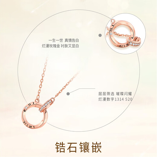 GLTEN Mobius silver necklace, female pendant, birthday gift for girls, wedding confession anniversary, for girlfriend, wife, best friend, rose gold necklace + gift box + certificate