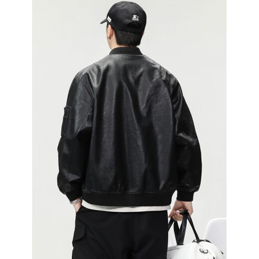 JEEP SPIRIT Jeep high-end jacket men's PU leather jacket men's spring American heavy loose retro casual leather jacket men's P04 brown jacket XL size suitable for 140-160Jin Jin equals 0.5 kg