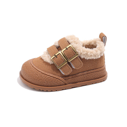 Terranis recommended by Yangma Girls' Shoes Children's Sports Shoes 2024 New Autumn and Winter Furry Boy Baby Soft Beige 16_Inner Length 12cm