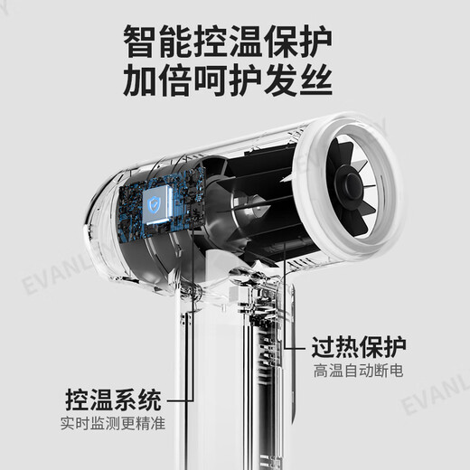 EVANLEY German Wireless Hair Dryer Rechargeable Student Dormitory Special Unplugged Hot and Cold Air Battery USB Hair Dryer 100,000 RPM - High Configuration Can Blow Hot Air Without Power - Ivory White