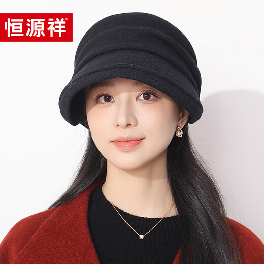 Hengyuanxiang duck cap for women, autumn and winter warm baseball cap with face, small wool, fashionable and versatile sewing beret, birthday gift