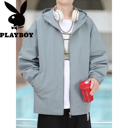 Playboy (Playboy) Herren -Kapuze -Jacke Frühling und Herbst Teen Teen Solid Color Jacke Junior High School Schülern Kleidung am frühen Herbst K15838 Khaki M.
