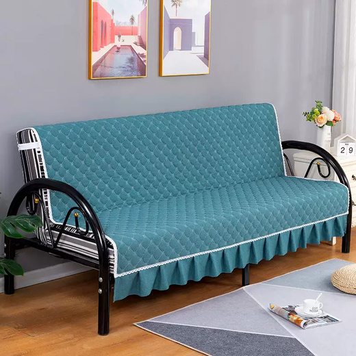 Yusenyi Sofa Cover Cover Fabric All Seasons Non-Slip Foldable Bed Cotton and Linen Sofa Cushion Universal Full Cover Simple Sapphire Blue Baby Velvet Fabric Armrest 50x85cm One Single Piece